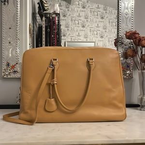 Vintage furla tan convertible leather weekend large tote bag